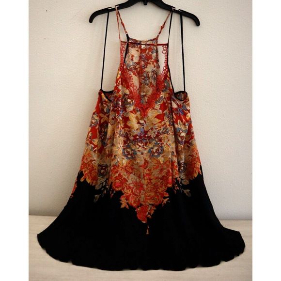 Intimately Free People Women's Sz L Multi Floral Haze Printed Mini Slip Dress - Picture 1 of 12